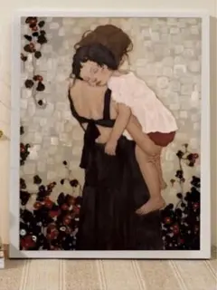 油彩画 縦長 複製品 グスタフ・クリムト 母と子 油彩画 縦長 複製品 グスタフ・クリムト 母と子