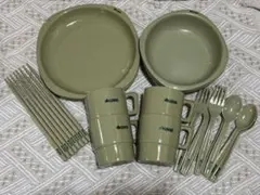【ほぼ新品】LOGOS ロゴス 箸付きディナーセット 4人用 食器セット 袋付き