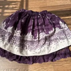 axes 雪景色柄 フレアスカート パープル