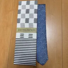 【未使用】JIM THOMPSON 高級シルク ネクタイ 象柄 ブルーのサムネイル