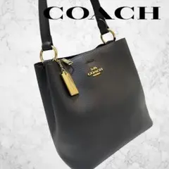 【極美品】COACH ブラック レザー ショルダーバッグ