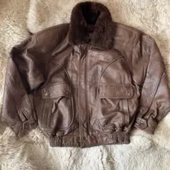 Y2K80s90S archive襟ムートン羊革G-1レザーボマージャケット短丈