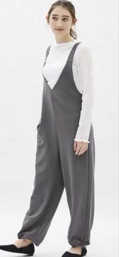 GUカットソーサロペットパンツ グレー Ｌサイズ
