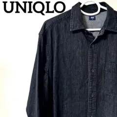 UNIQLO紺タグオールドユニクロ　ブラックデニム長袖シャツ　Ｍサイズ