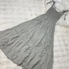 ZARA キャミワンピース ティアード 刺繍 ミントグリーン Sサイズ