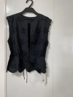 インドコットン刺繍ベスト ブラック