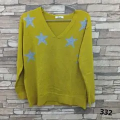 Fines マスタード 星柄 ニットセーター