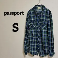 爽やか配色✨passport【S】チェックシャツ 長袖 グリーン ブルー