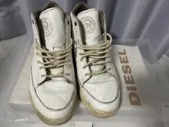 DIESEL レザー ホワイト ハイカットスニーカー　箱あり