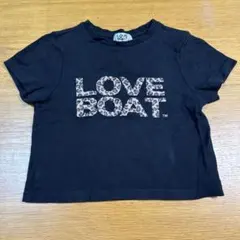 LOVE BOAT ブラックTシャツ ヒョウ柄ロゴのサムネイル