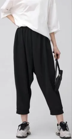 24SS 新品タグ付 黒 38 リムアーク ピケボリュームパンツ イージー 