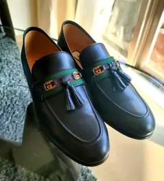 GUCCI グッチ ウェブ＆インターロッキングG付きメンズタッセルローファー