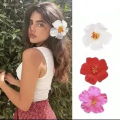 ハイビスカスデザインヘアアクセサリー ピンク