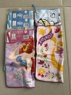 【新品未使用】ラプンツェル・アリエル アリス　ループ付きタオル 5枚セット