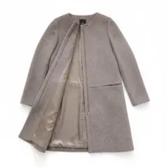 IENA イエナ　ノーカラー　ロングコート　Sサイズ　ベージュ　クルーネック