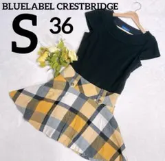 BLUELABEL CRESTBRIDGE ミニワンピース　チェック　黄色S相当