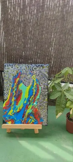 アクリル抽象画 多色厚塗り - メルカリ