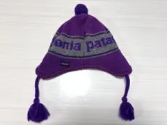 patagonia 紫色 ニット帽 ポンポン付き