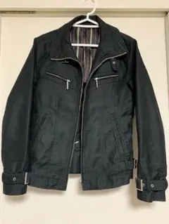 ブラック シングルライダース風カジュアルジャケット