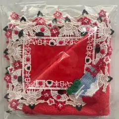 近沢レース 新品未使用 未開封 タオルハンカチ 相撲柄 赤 どすこい日本のサムネイル