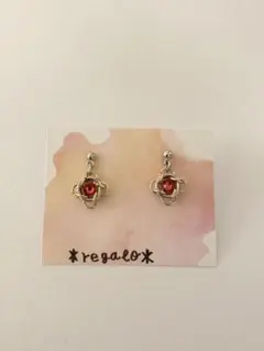 ＊インディアンピンクカラー＊スワロフスキークリスタルの花形ピアス