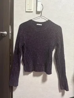 GU パープル リブ編みニット Mサイズ　新品