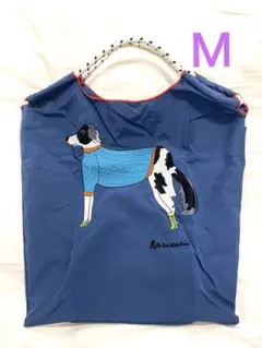 【新品未使用】刺繍エコバッグ　ボール&チェーン　ネイビー　犬　M
