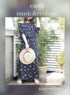 earth music&ecologyオフショルオールインワンスモールフラワー