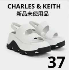 37 新品 CHARLES&KEITH アシメトリック プラットフォームサンダルのサムネイル