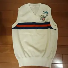 キッズ スヌーピー刺繍 ホワイトニットベスト