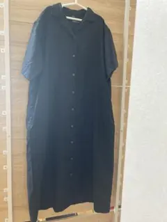 MUJI 無印良品 リネン 開襟ワンピース 黒