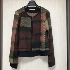 即発送 未使用新品 FESTENIR チェック柄 ジッパー カーディガン 9号M