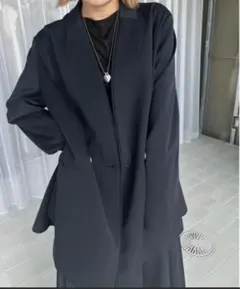 ella selectshop コットンツイルアシンメトリーコート ネイビー - メルカリ