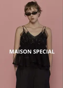 美品【MAISON SPECIAL】スパンコールチュールキャミチュニック　BLKのサムネイル
