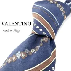 美品　fiorio ブルー　花柄　ネクタイ ネイビー シルク ハンドメイド FIORIO - 美品 fiorio ブルー 花柄 ネクタイ ネイビー シルク