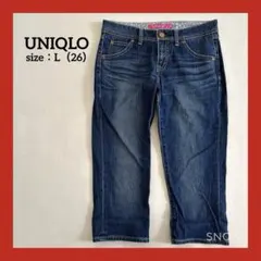 【中古】UNIQLO レディース　デニム　ハーフパンツ　L 花柄　春夏