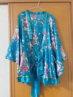 水色花柄 浴衣 コスプレ