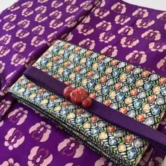 リバーシブル半幅帯 鮮やか小花×焦茶ウール