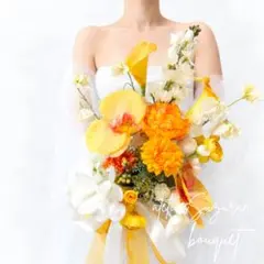 胡蝶蘭 テラコッタ ウェディングブーケ 前撮り 韓国ブーケ 造花 オレンジ 結婚