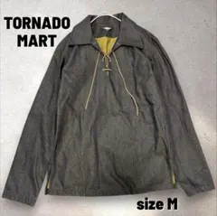 美品 トルネードマート Y2Kシャツ M ブラック プルオーバー デニム風 古着