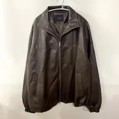 Re:EDIT フェイクレザースタンドカラーブルゾン　ブラウン　M