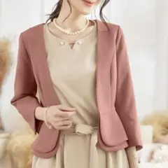 ピンク ノーカラージャケット