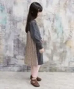 バックプリーツワンピース チャコールグレー 150