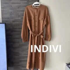 INDIVI【ハンドウォッシュ】スラブツイルストレッチシャツワンピース