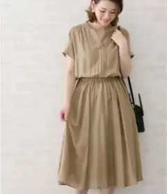 URBAN RESEARCH ROSSO 半袖ロングワンピース ベージュ