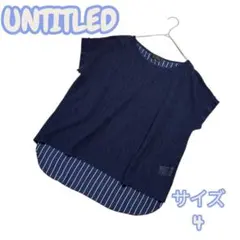 大きいサイズ4 アンタイトル リネン混バックレイヤードニット ネイビー 紺 LL