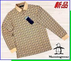 【新品】マンシングウェアゴルフポロシャツ吸汗速乾ストレッチロゴプリント長袖M