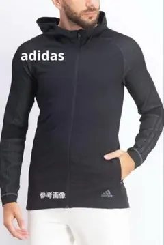 美品 ✨ adidas ランニングジャケット メンズS 黒 フード付 アディダス