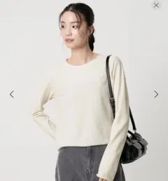 BEAUTY&YOUTH コットンポリエステル ラメロングスリーブ　カットソー