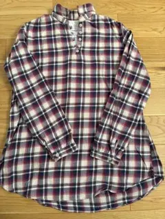 レディース トップス チェック シャツ チュニック レッド Sサイズ